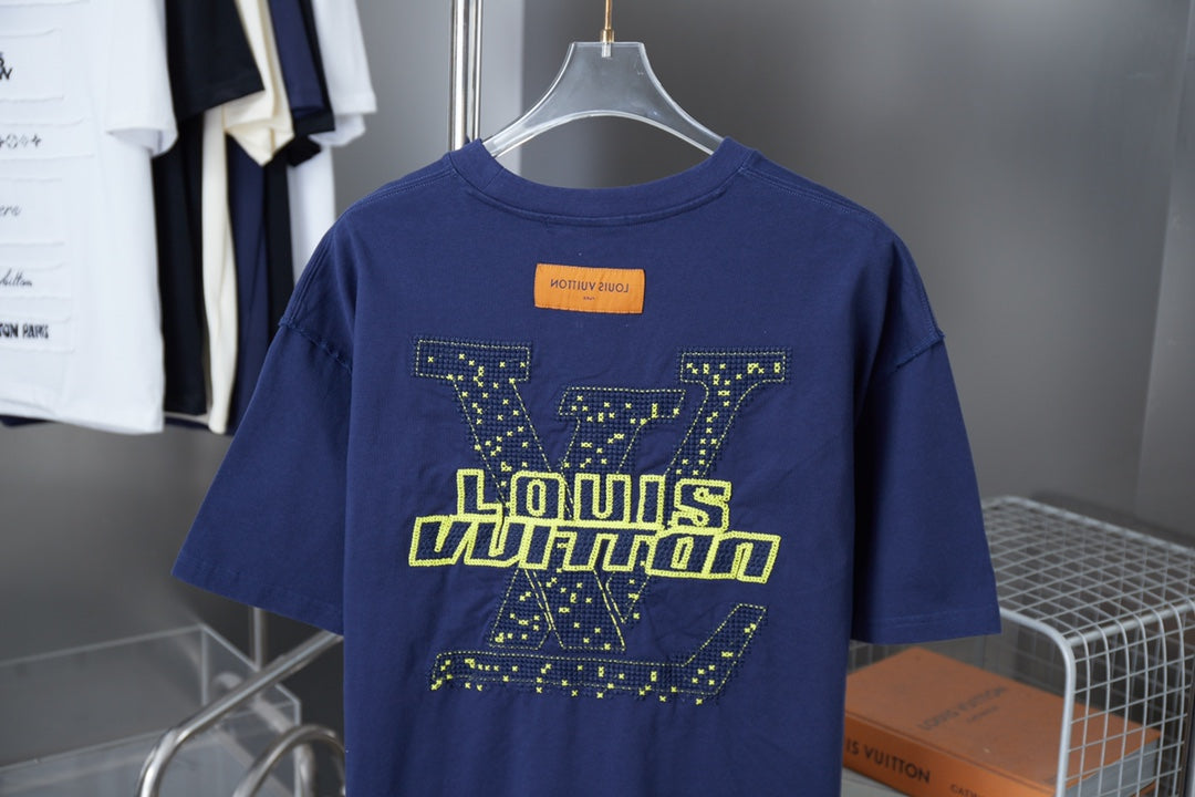 250819 New high-quality hollow embroidered letter T-shirt