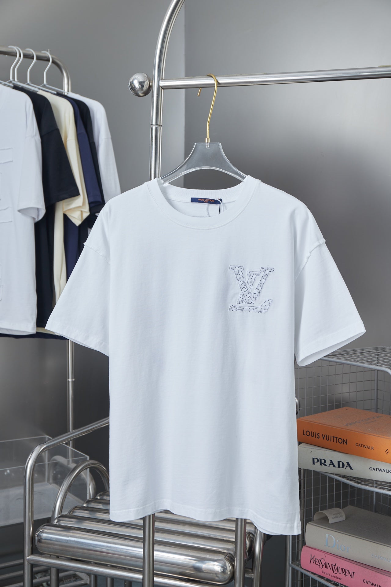 250819 New high-quality hollow embroidered letter T-shirt
