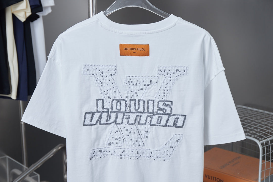 250819 New high-quality hollow embroidered letter T-shirt