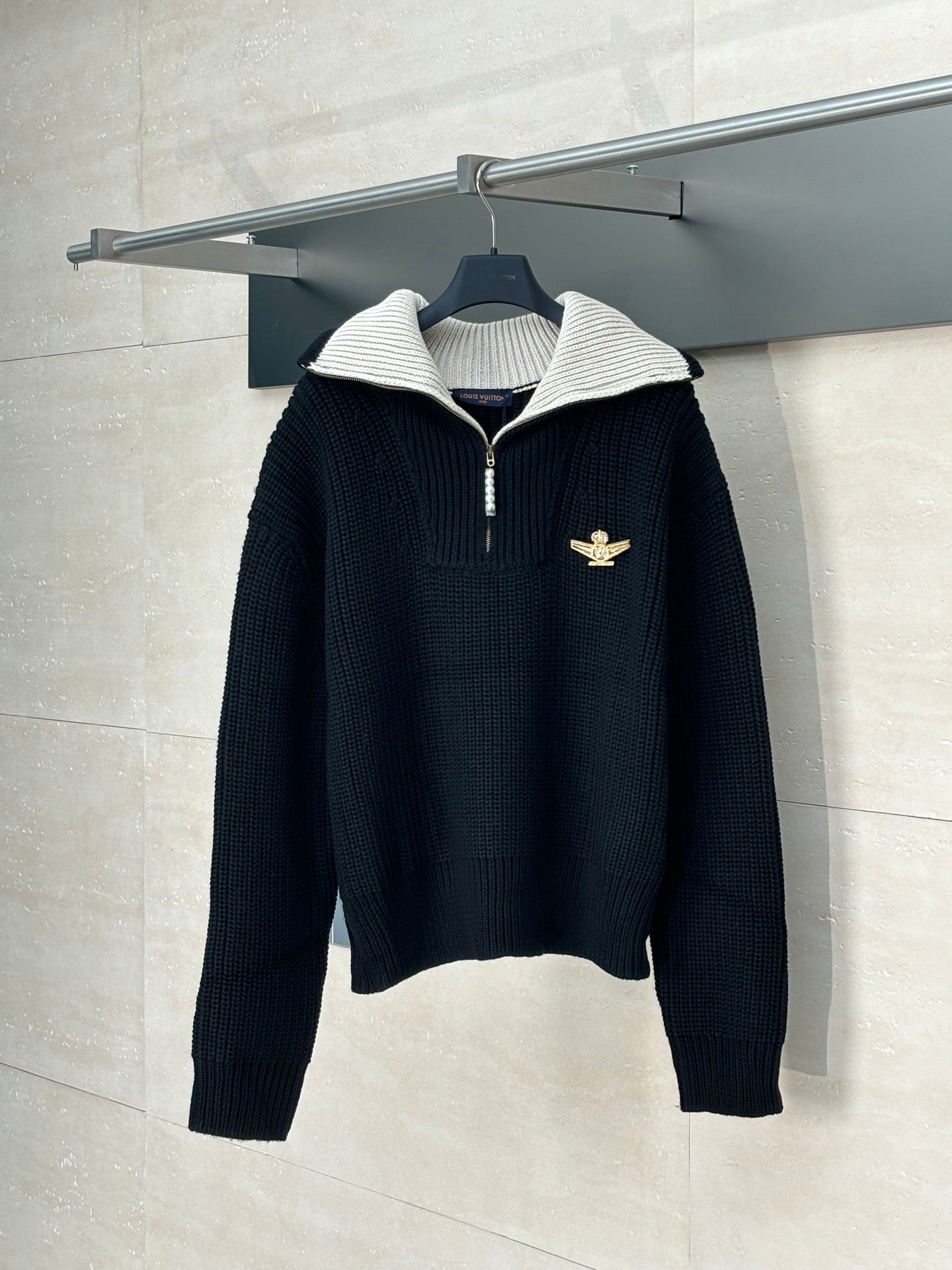 250819 New high-quality wool pilot half-zipper sweater