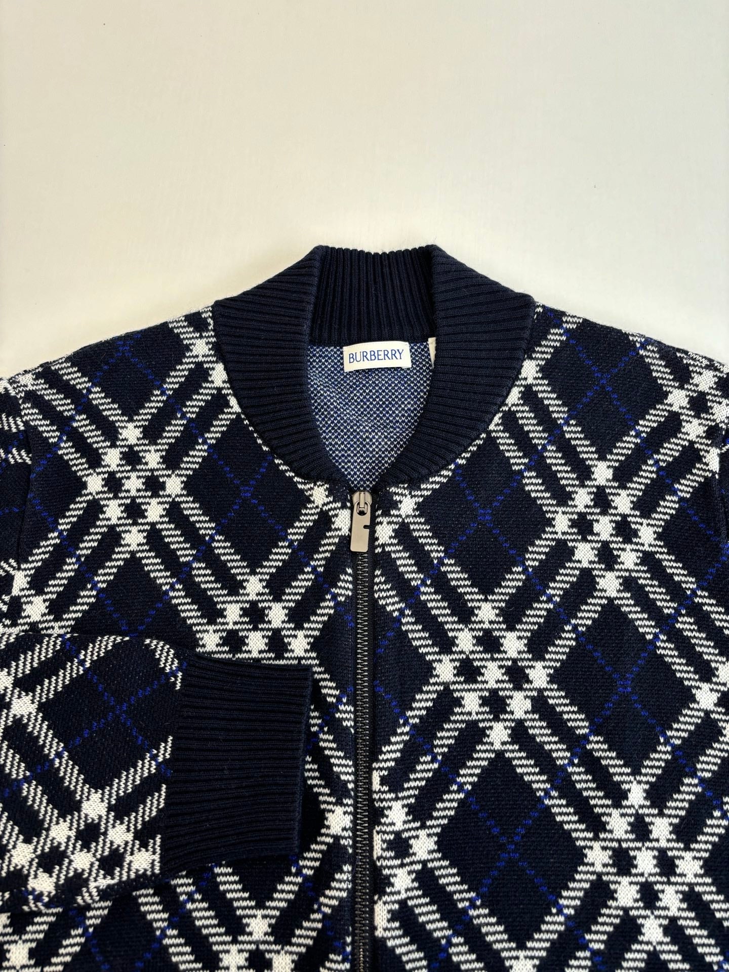 250819 New high-quality twill and check wool blend zipper knitted cardigan