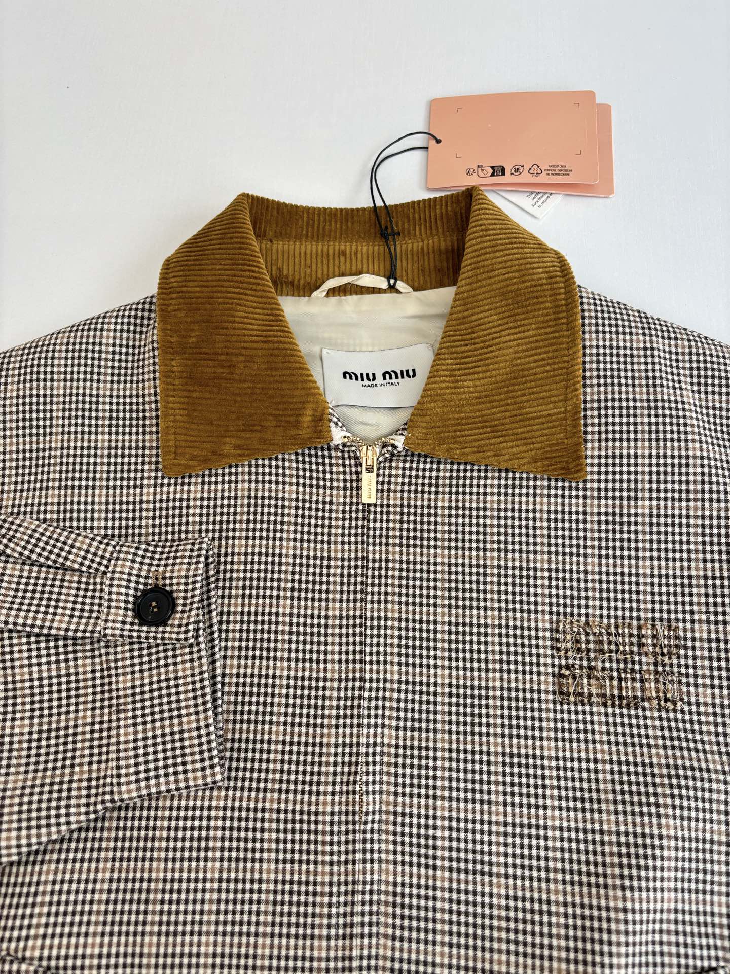 250819 A new high-quality corduroy collar checkered jacket