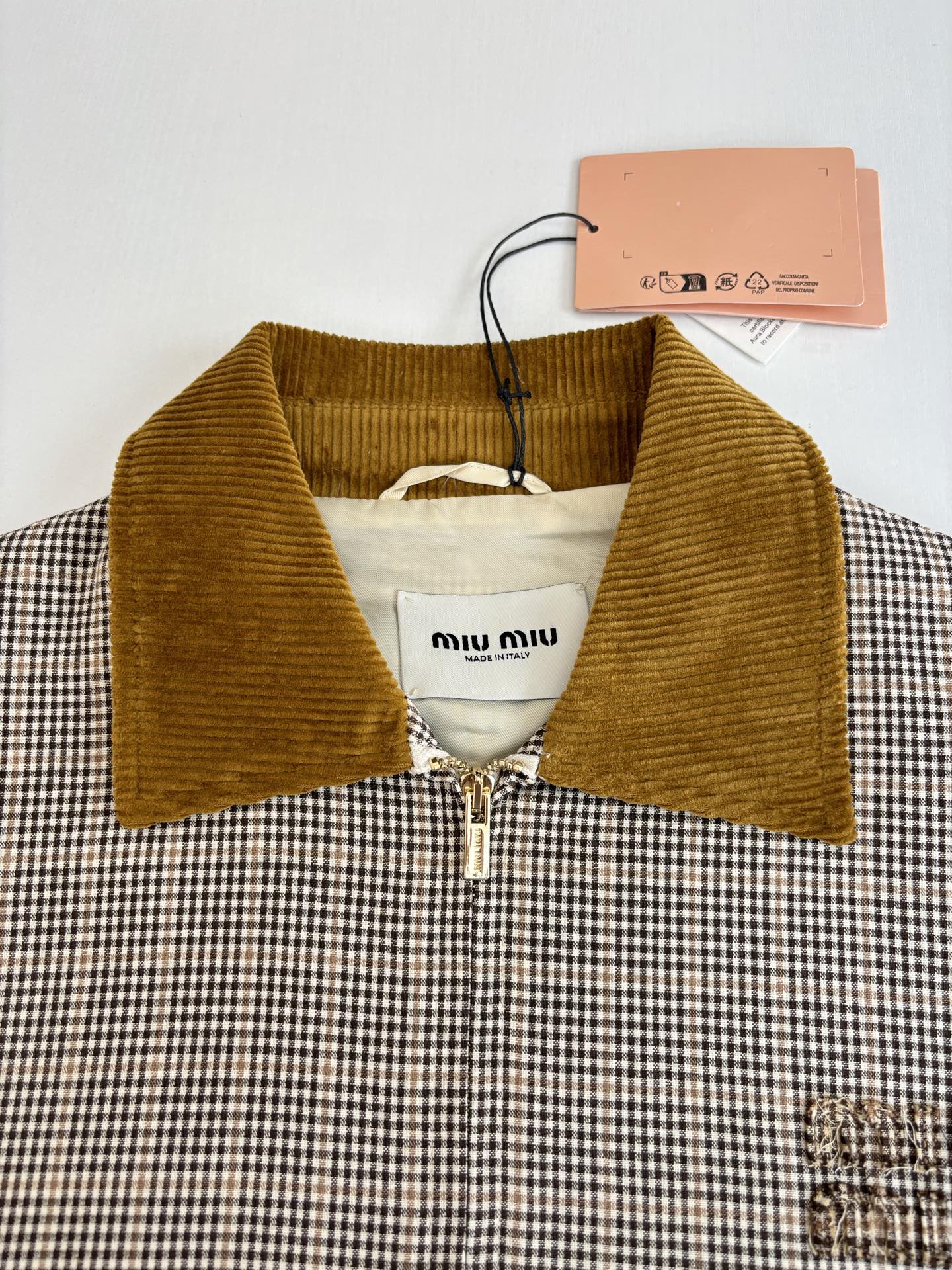 250819 A new high-quality corduroy collar checkered jacket