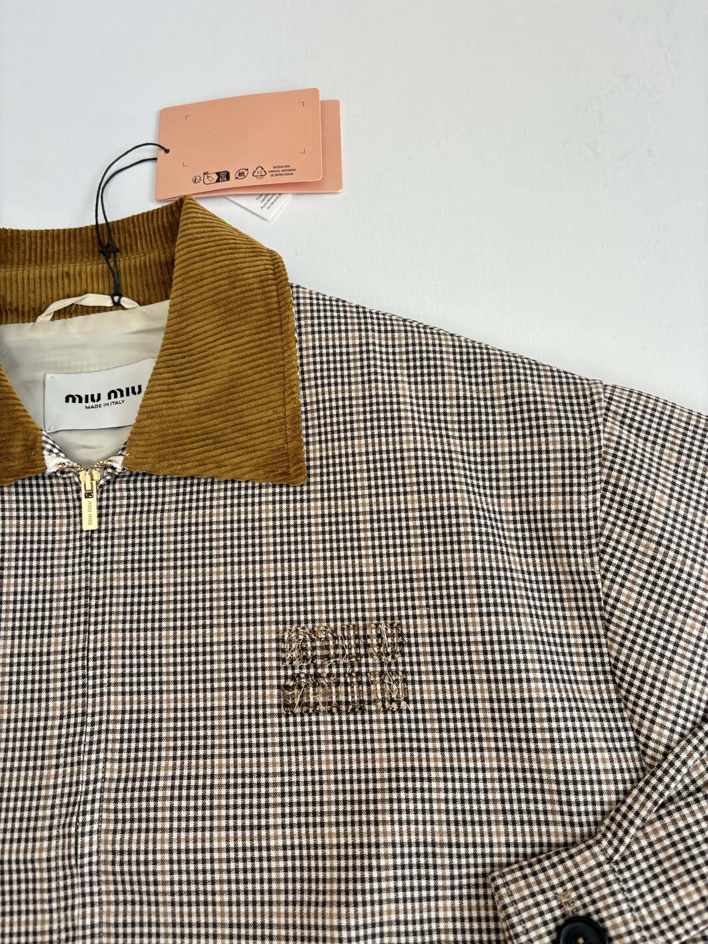 250819 A new high-quality corduroy collar checkered jacket