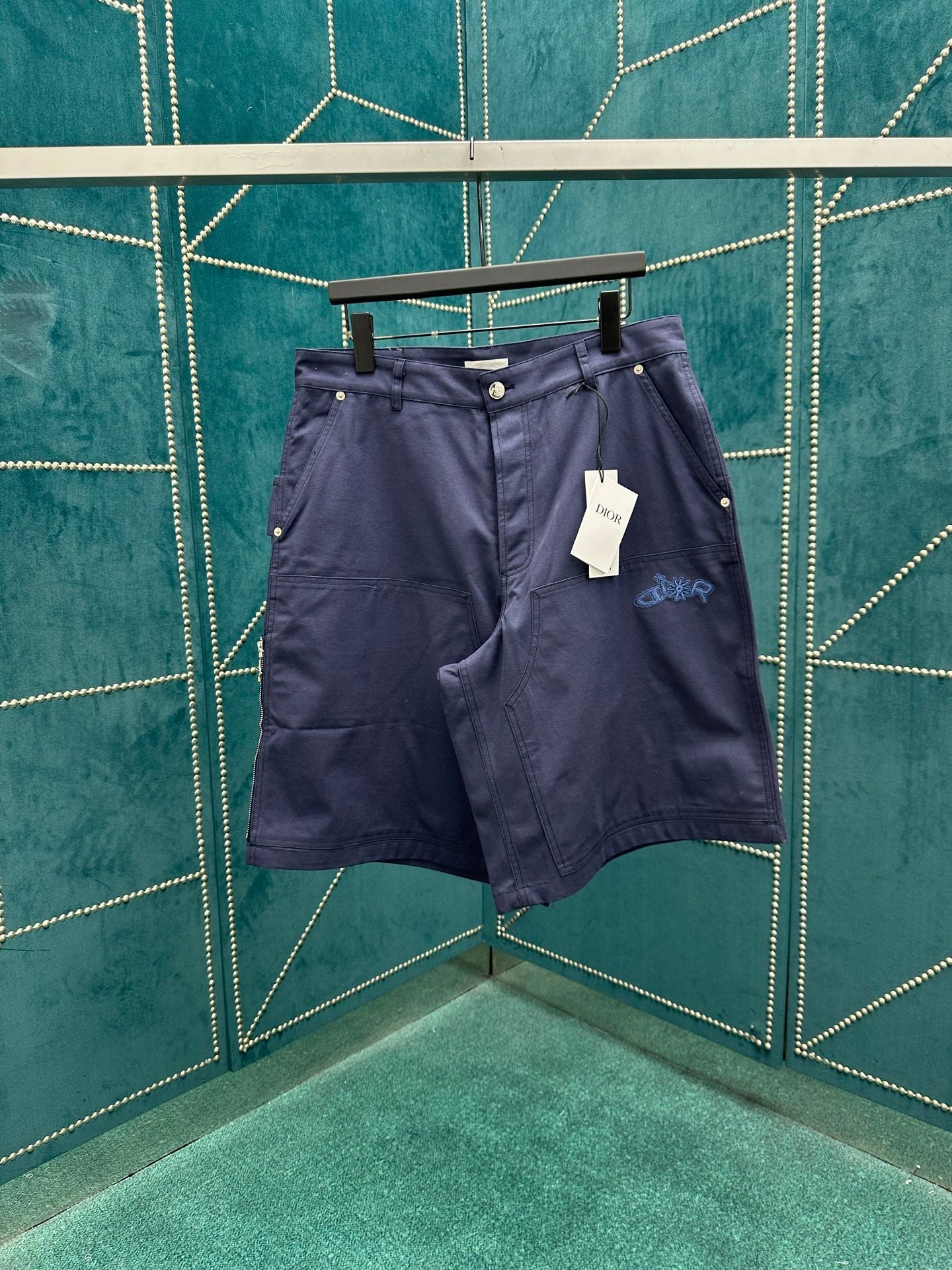 250825 New high-quality cotton pocket embroidered shorts set