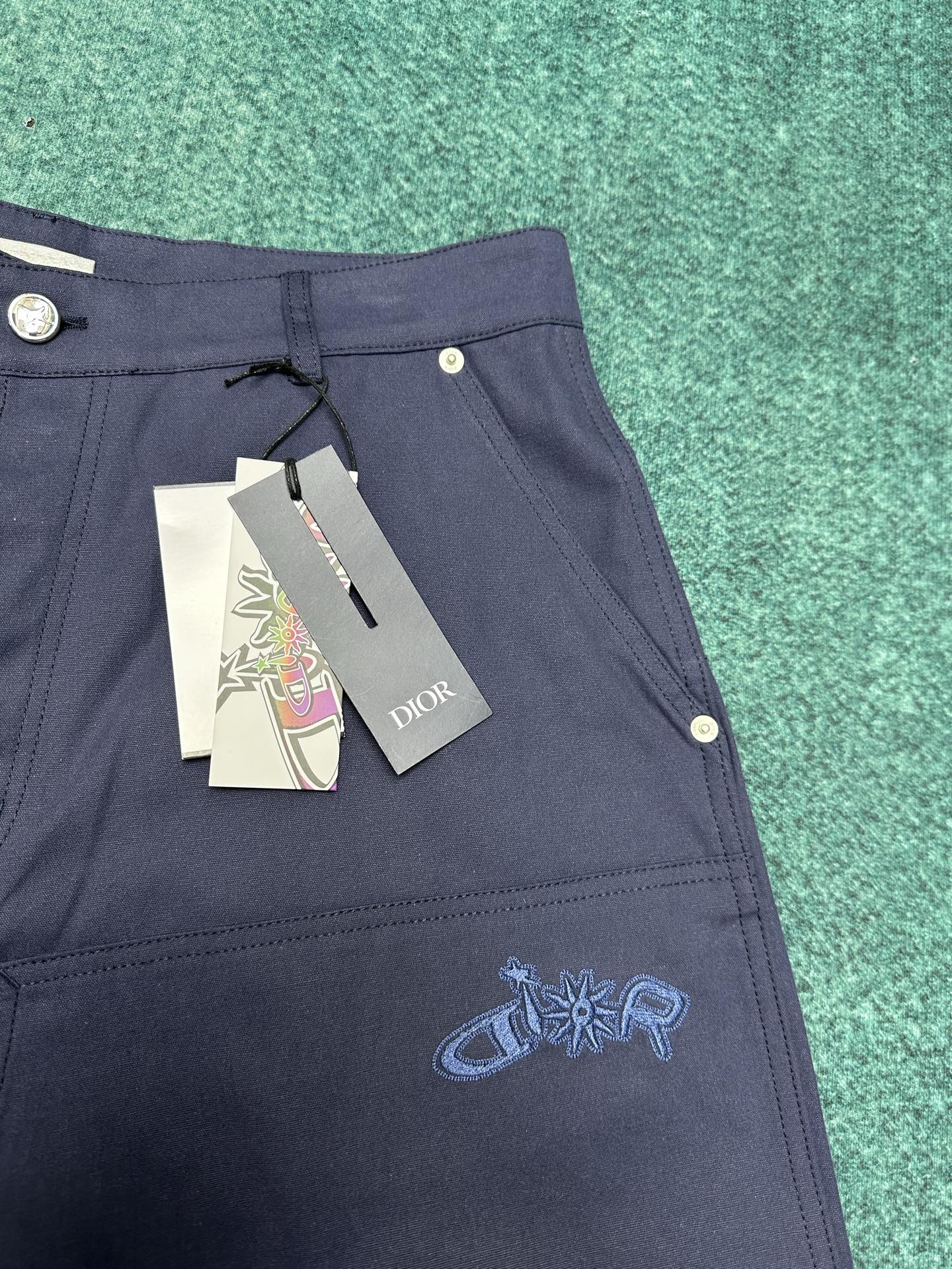 250825 New high-quality cotton pocket embroidered shorts set