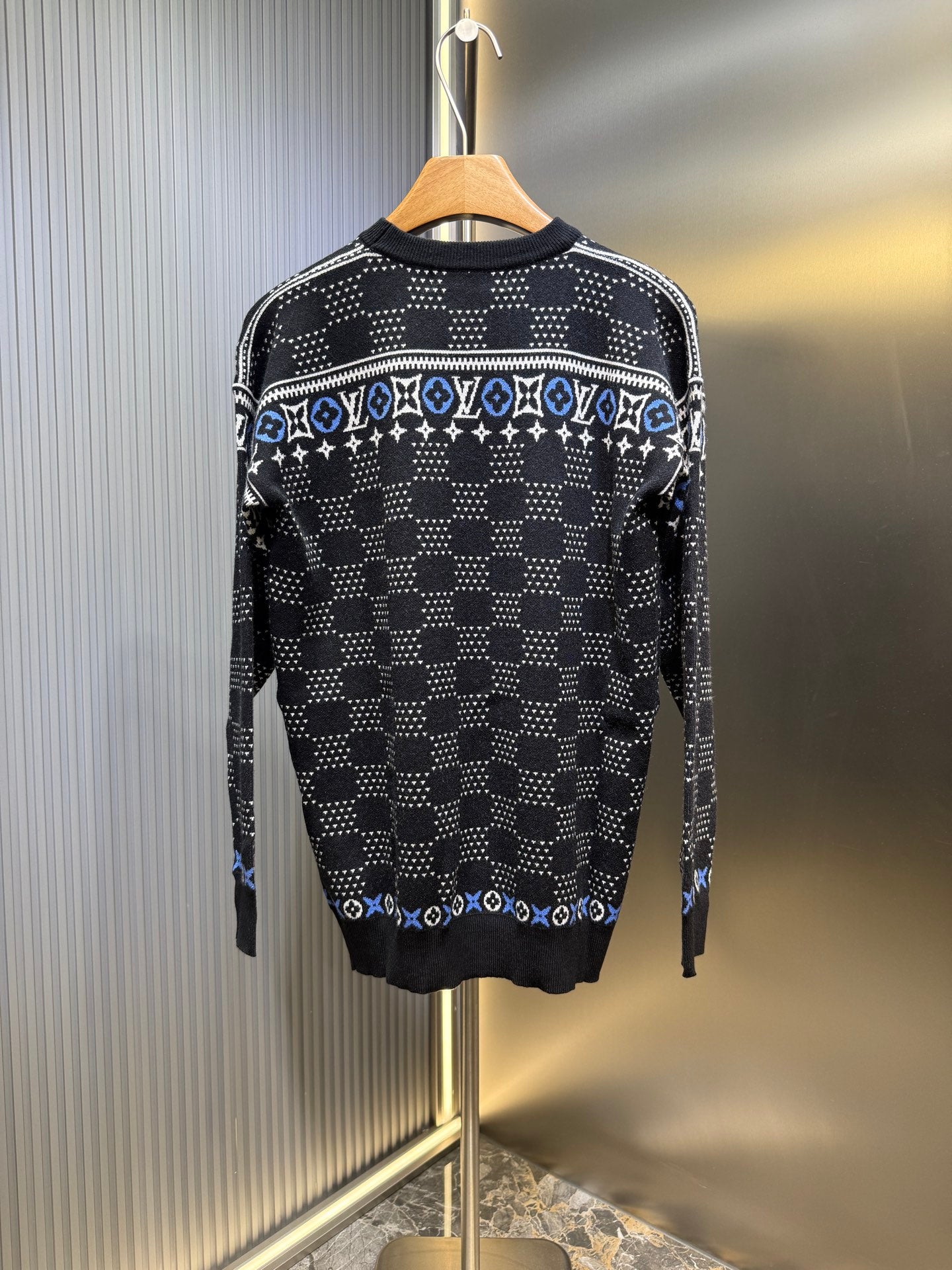 250825 New high-quality inlaid round-neck wool sweater
