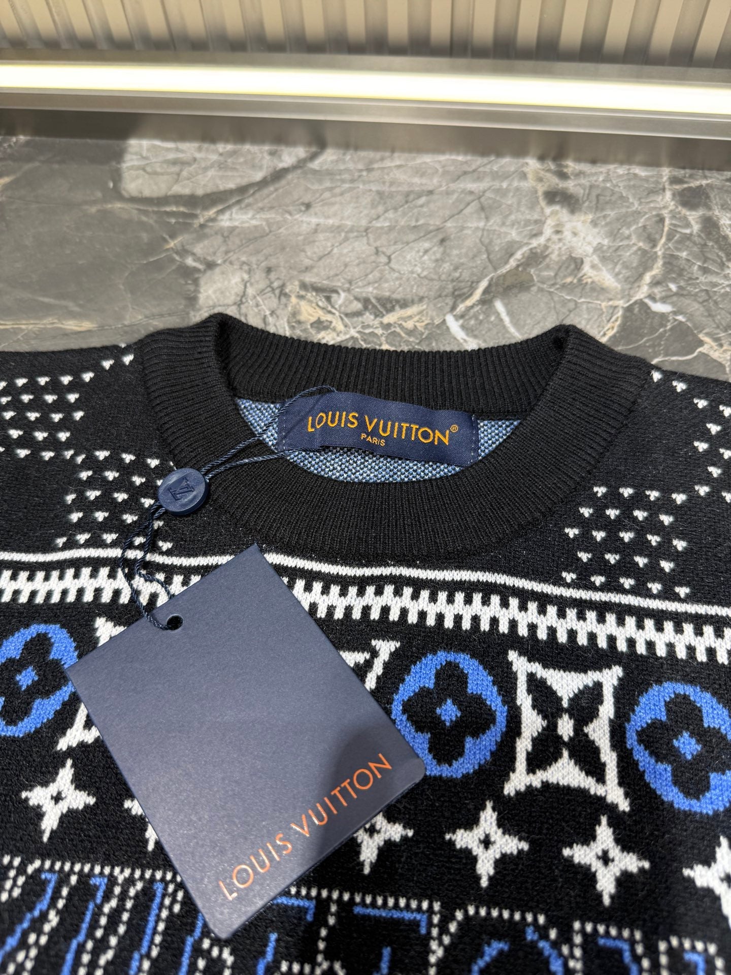 250825 New high-quality inlaid round-neck wool sweater