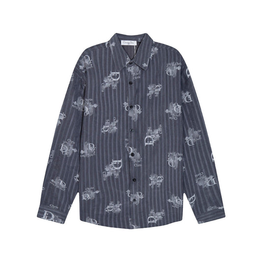 0818 New autumn and winter feature print loose version long-sleeved shirt