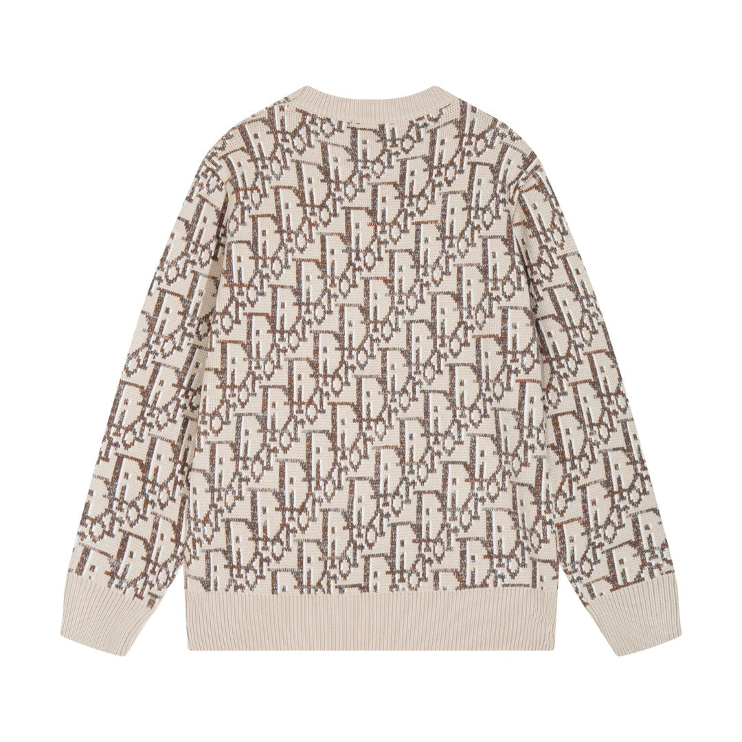 0909 Colorful logo jacquard wool crew-neck sweater