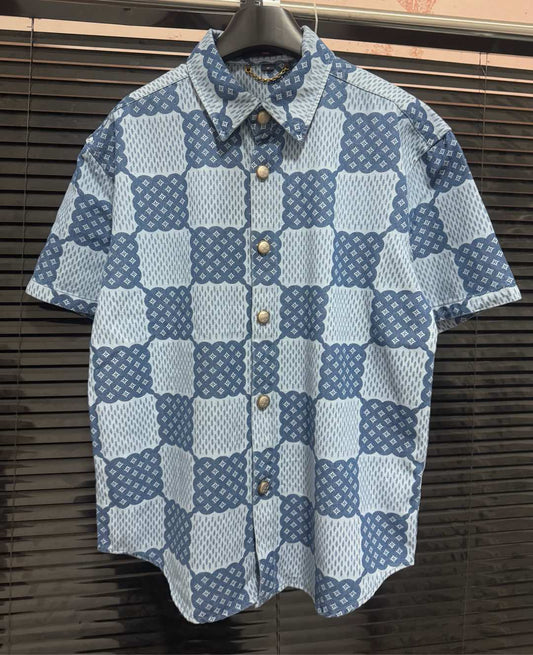 250224 New high quality denim checkerboard suit