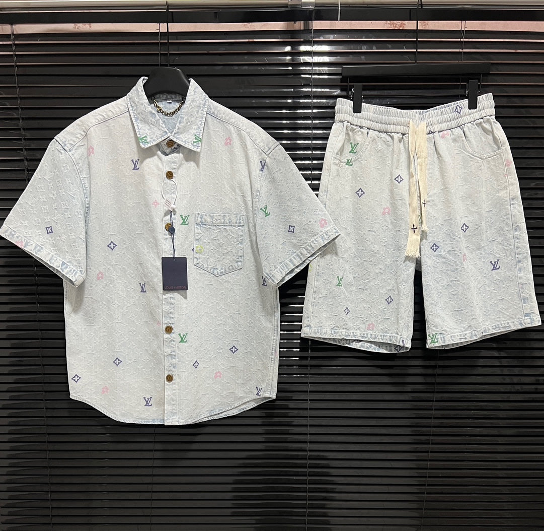 250224 New high quality denim jacquard wash suit
