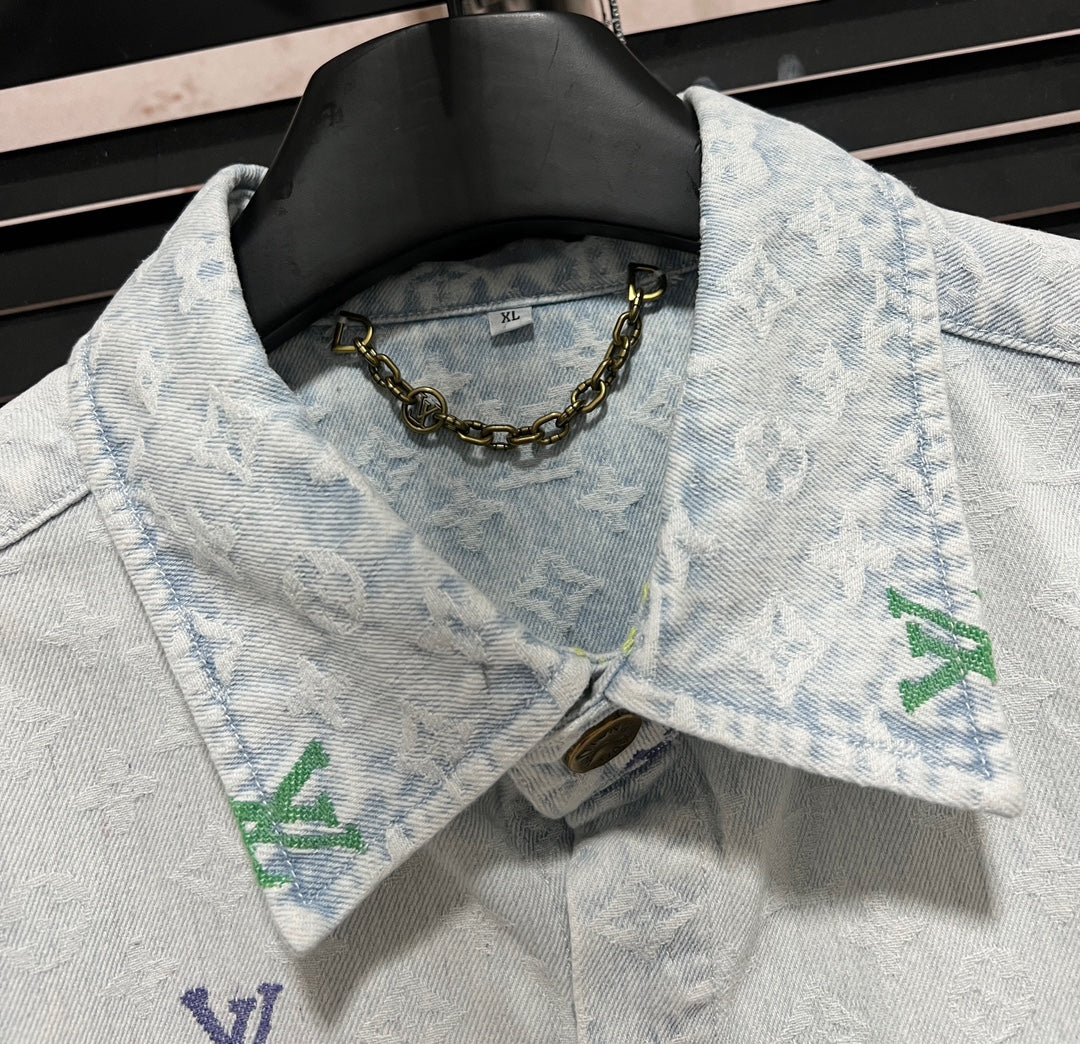 250224 New high quality denim jacquard wash suit