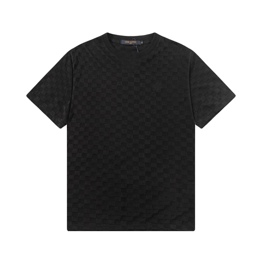 250305 New feature jacquard checkerboard dark print T-shirt