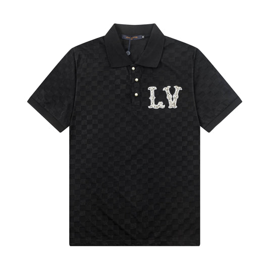 250305 New high quality knitted checkered polo shirt