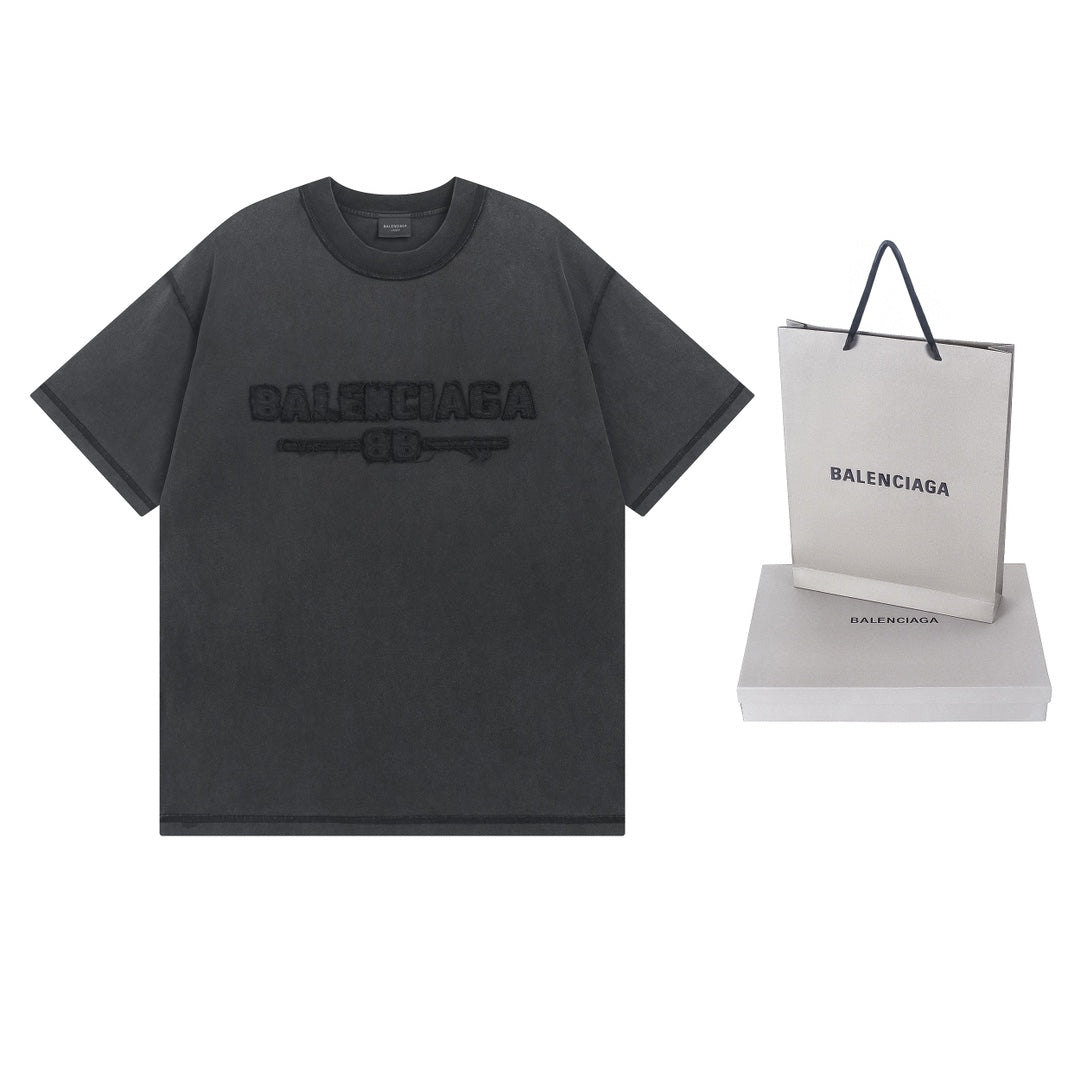 250325 New applique embroidered wash short sleeve T-shirt