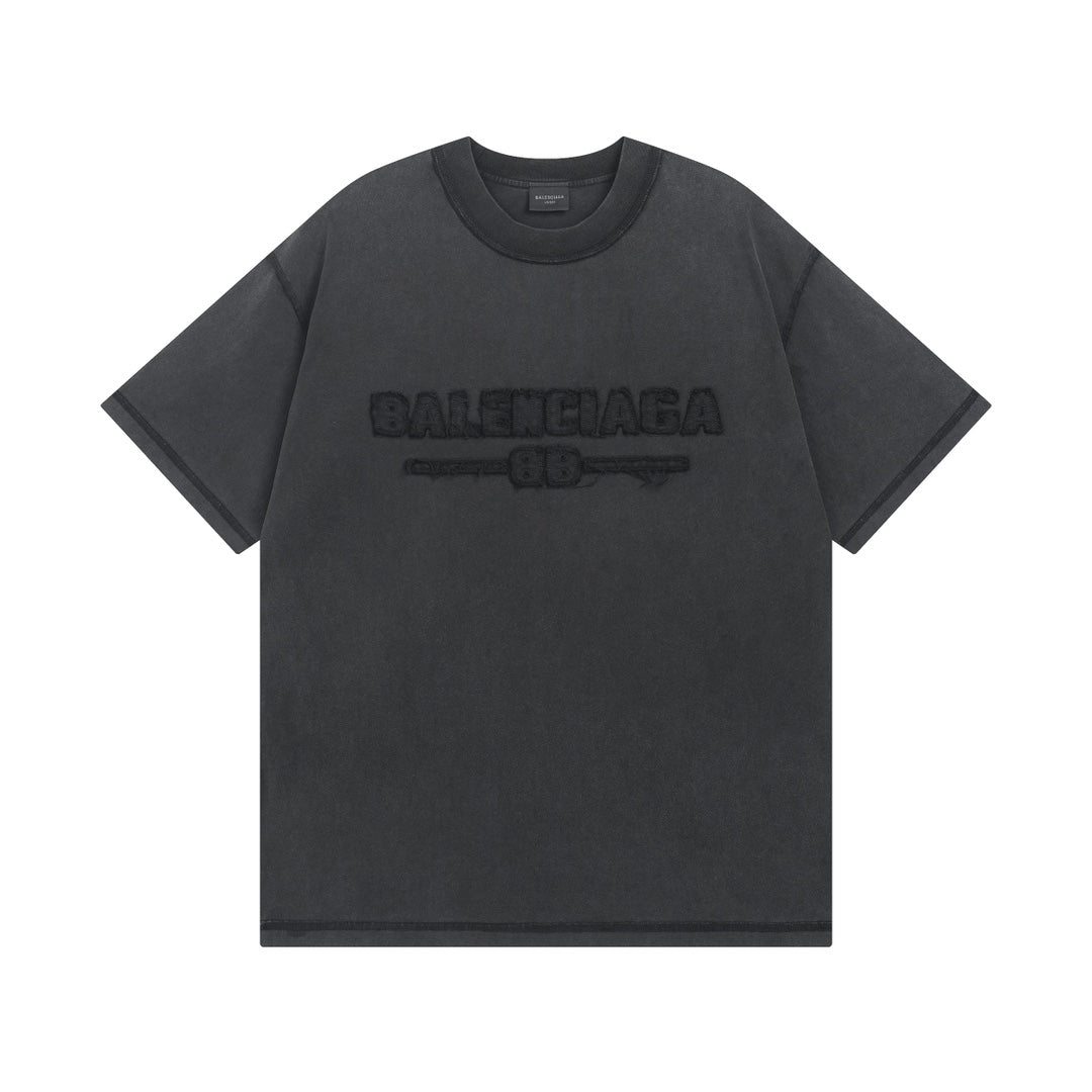 250325 New applique embroidered wash short sleeve T-shirt