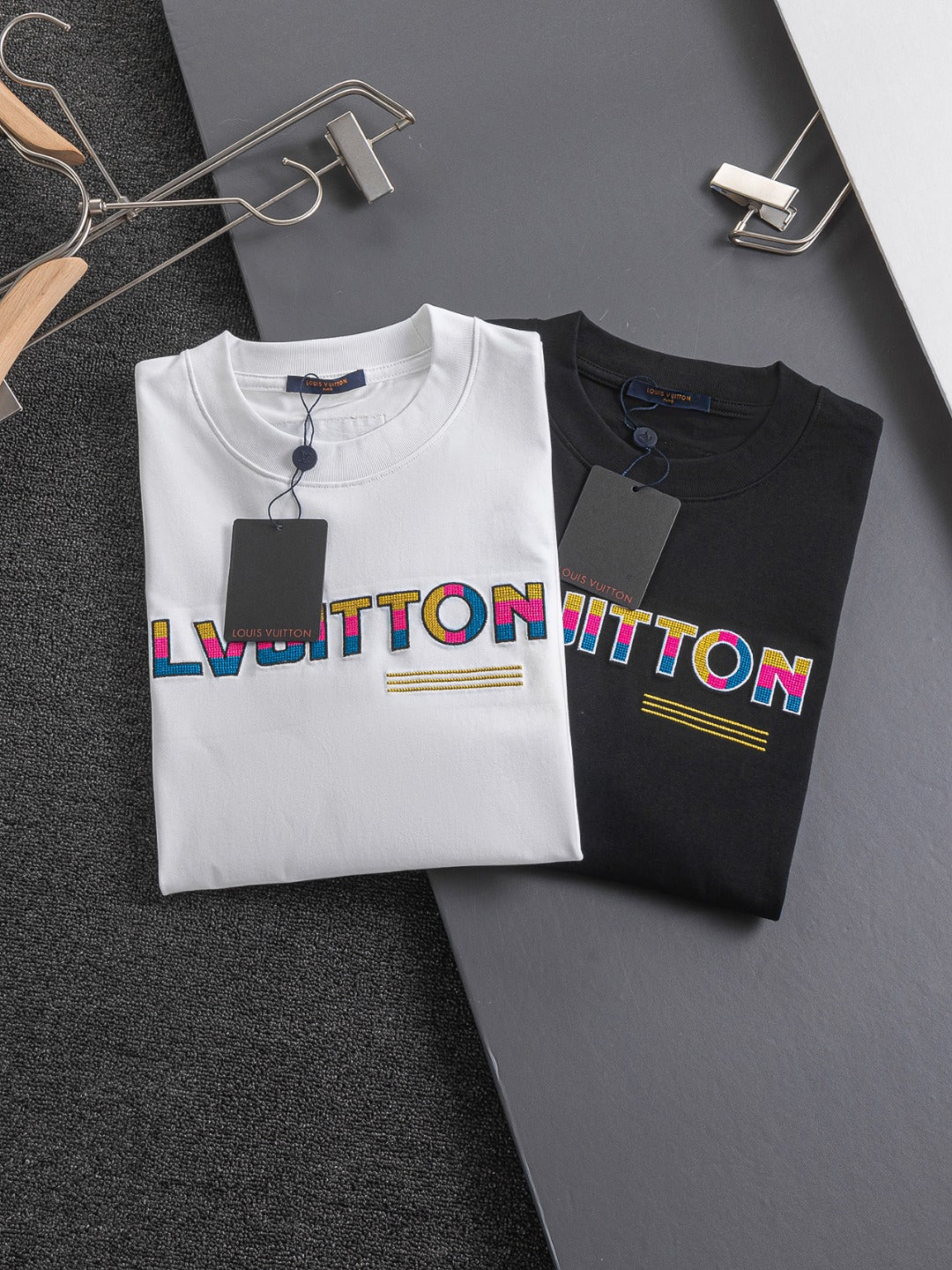 250325 New high quality three color three-dimensional letter embroidery T-shirt