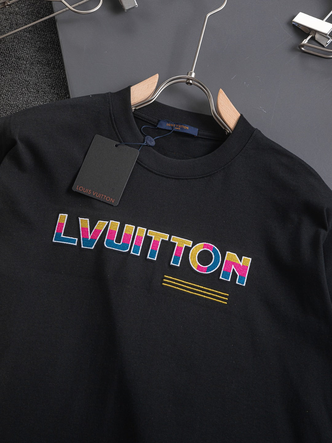 250325 New high quality three color three-dimensional letter embroidery T-shirt