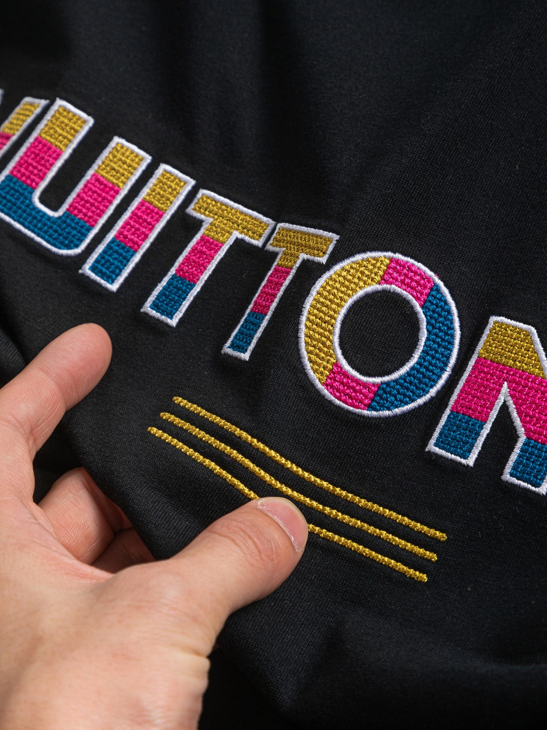 250325 New high quality three color three-dimensional letter embroidery T-shirt