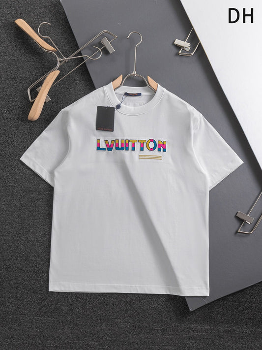 250325 New high quality three color three-dimensional letter embroidery T-shirt