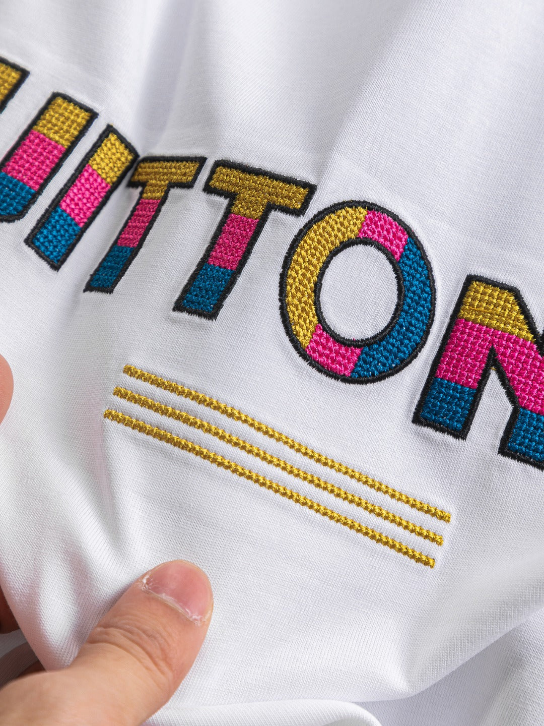 250325 New high quality three color three-dimensional letter embroidery T-shirt
