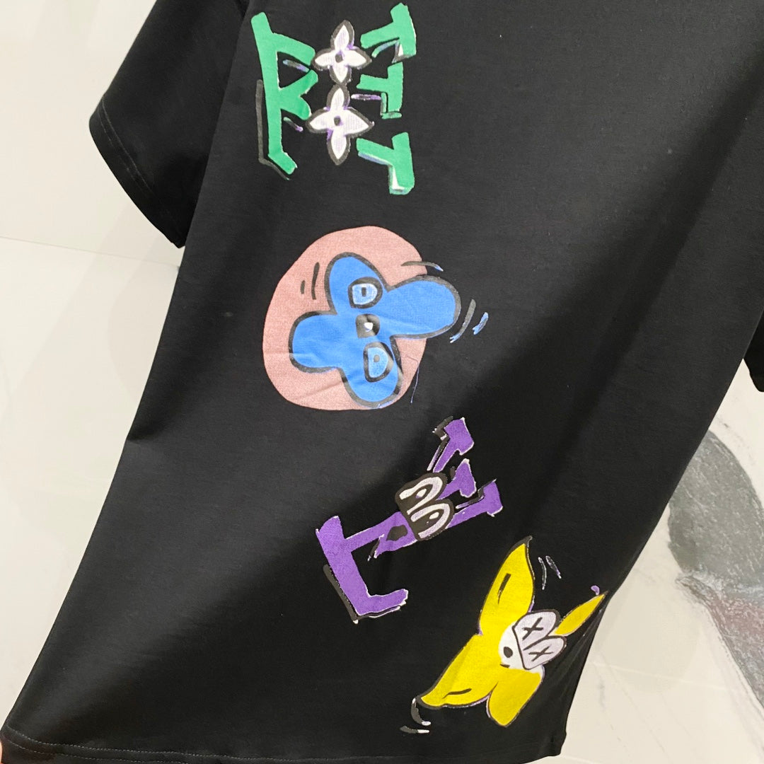 250325 New cross-body design printed T-shirt