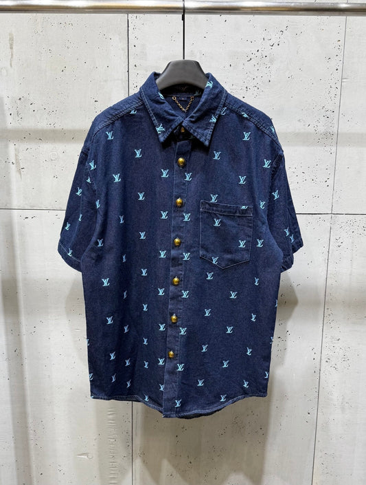 250404 New high-quality blue letter embroidered denim suit