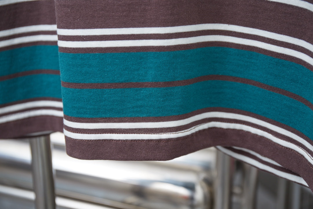 250404 New high-quality striped printed knitted T-shirt