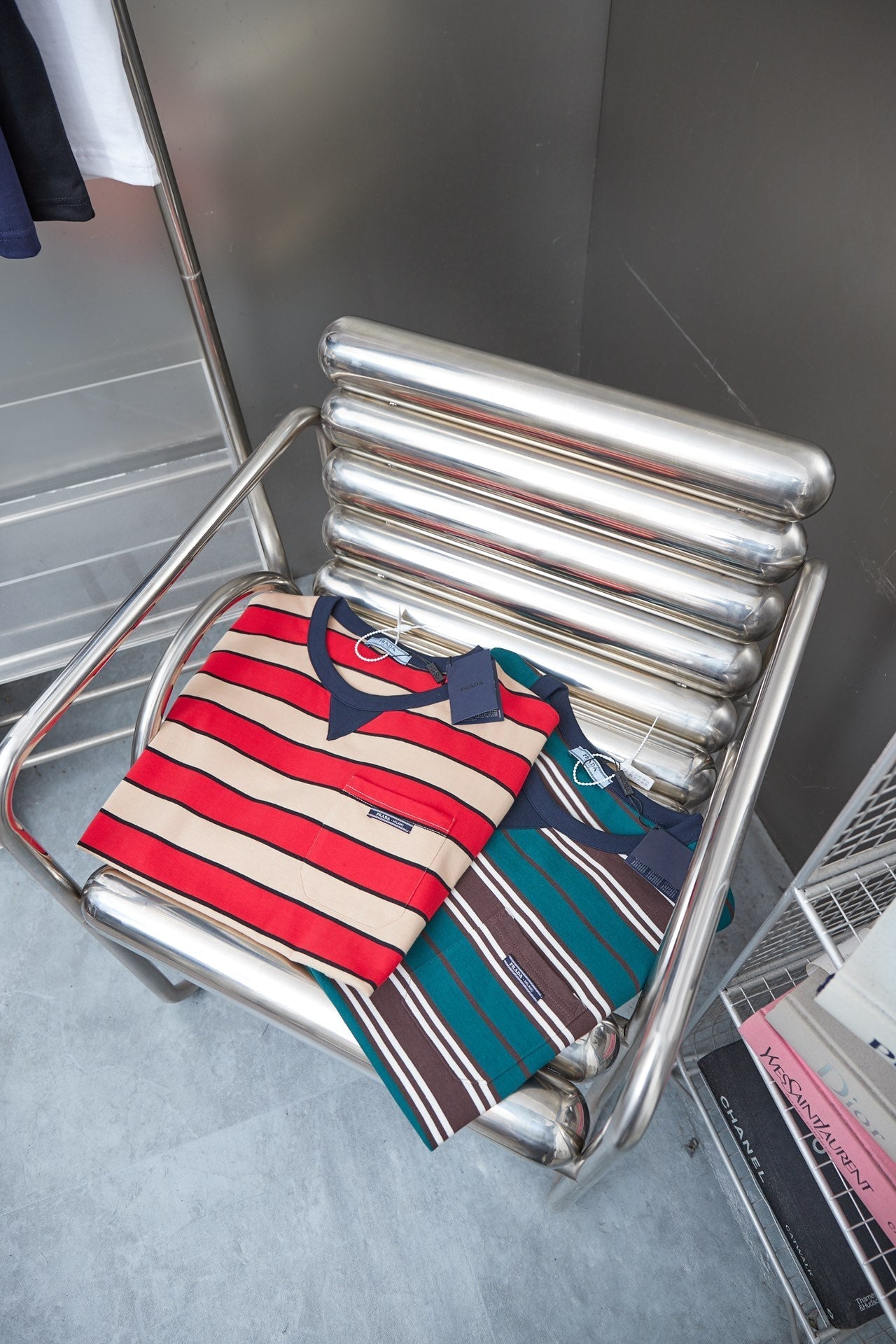 250404 New high-quality striped printed knitted T-shirt