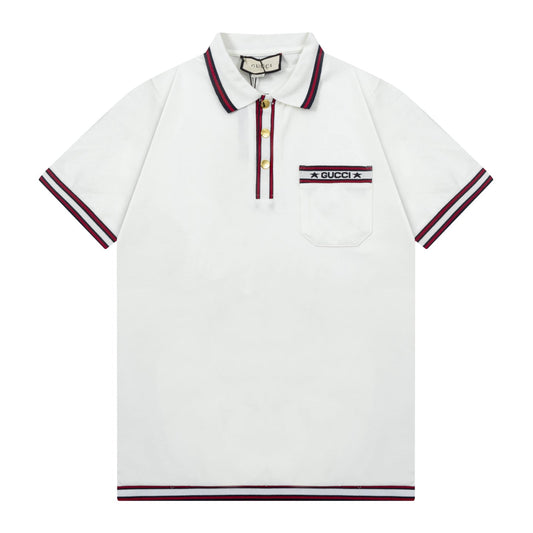 250408 New high-quality letter webbing with a color-matched collar POLO