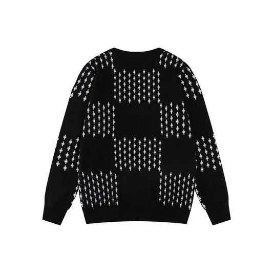 250729 New high-quality checkered couple round-neck sweaters