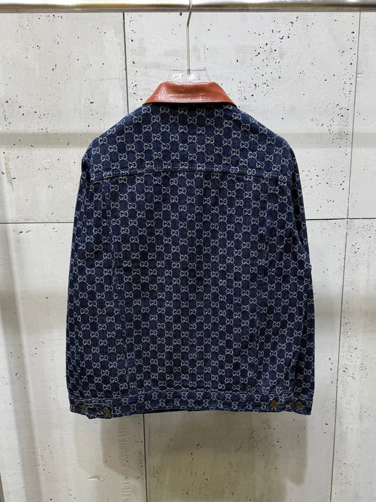 250808 A new high-quality washed denim jacket printed with jacquard letters
