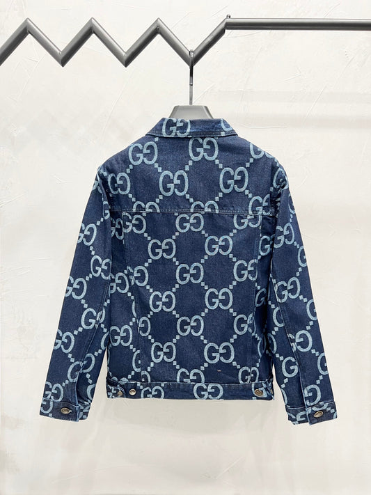 250813 New high-quality full-print straight-cut loose denim jacket