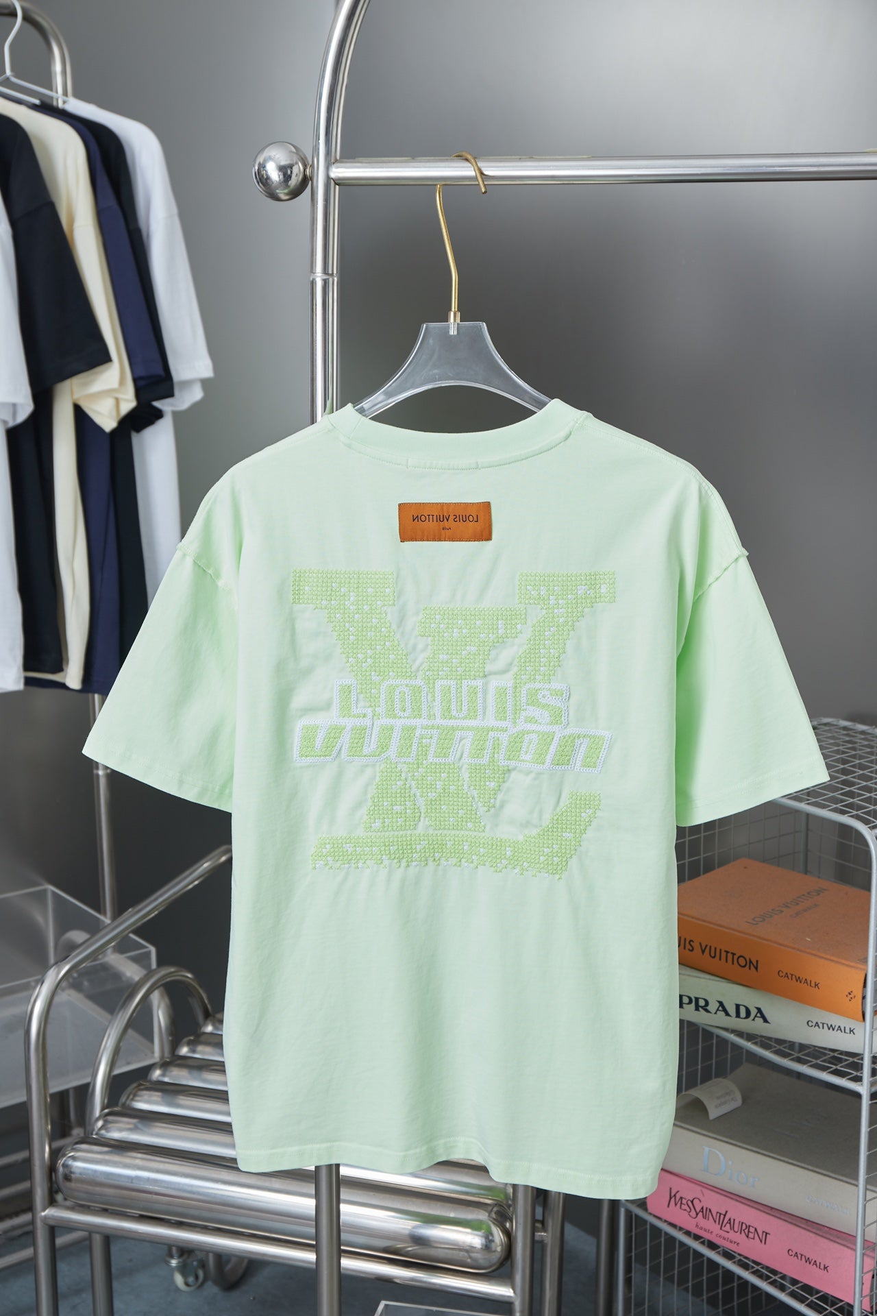250819 New high-quality hollow embroidered letter T-shirt