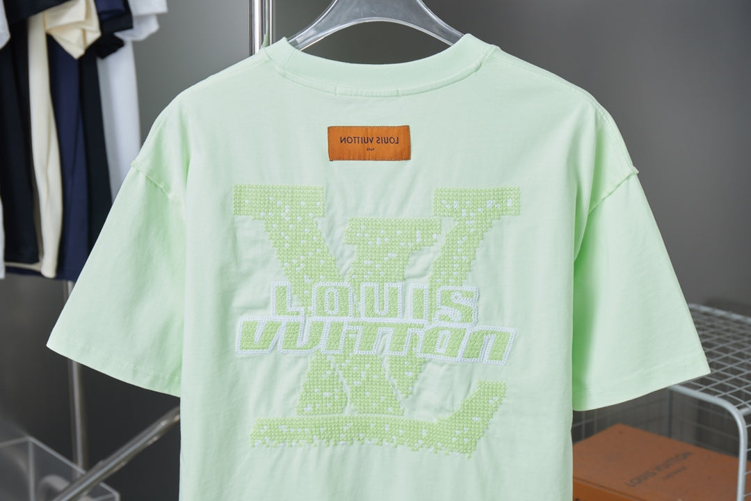250819 New high-quality hollow embroidered letter T-shirt