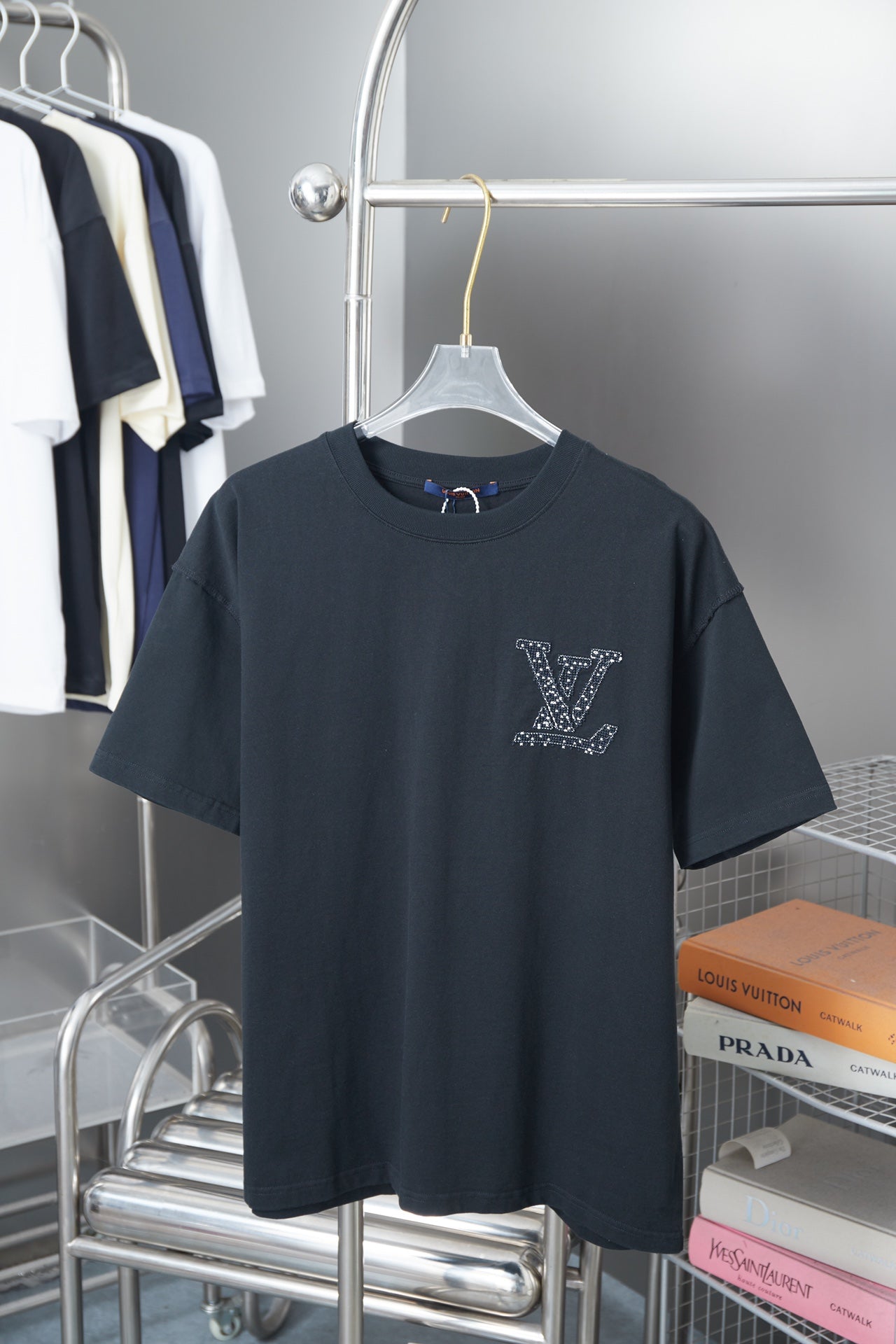 250819 New high-quality hollow embroidered letter T-shirt