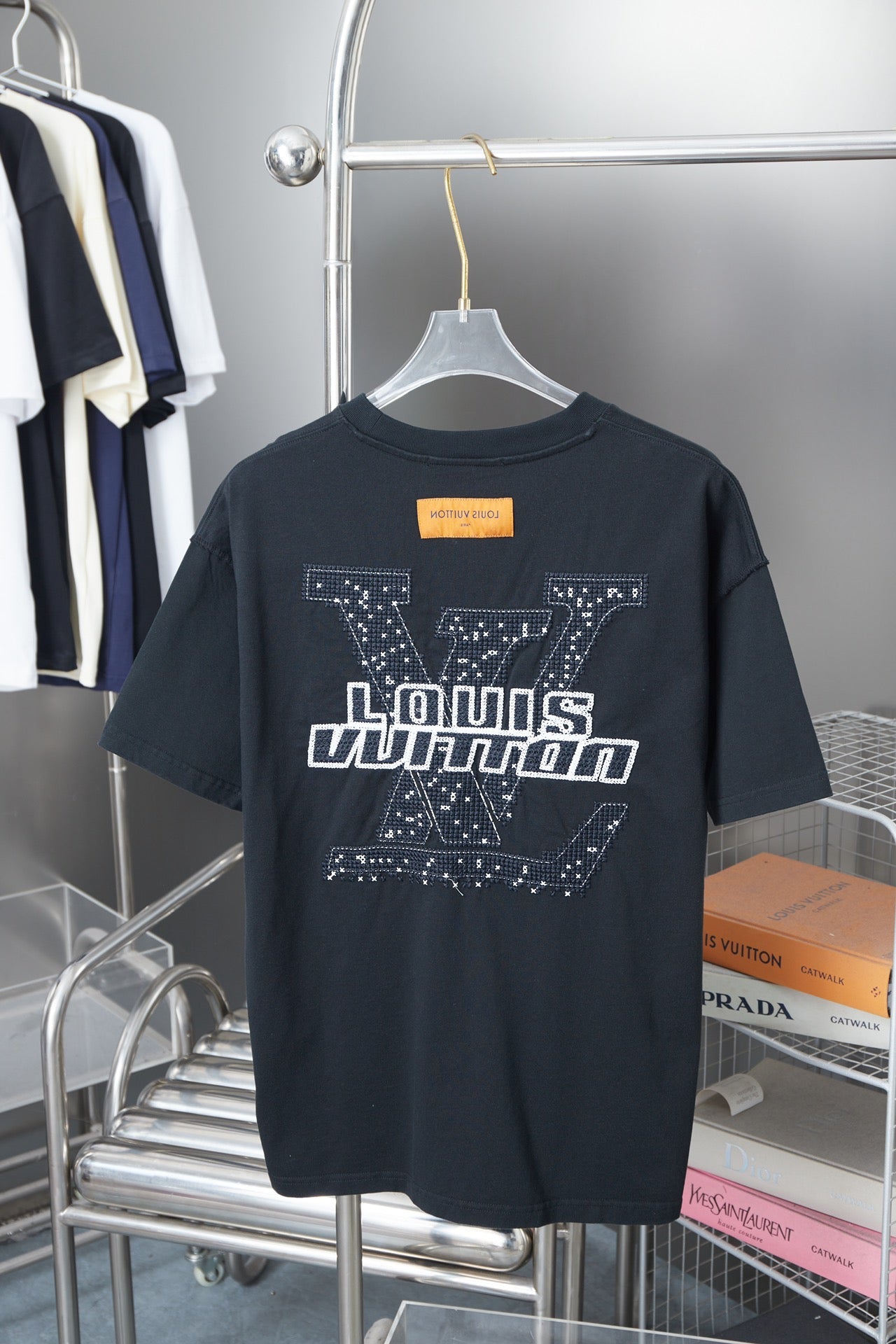 250819 New high-quality hollow embroidered letter T-shirt