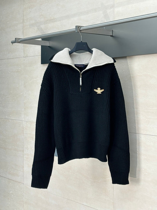 250819 New high-quality wool pilot half-zipper sweater