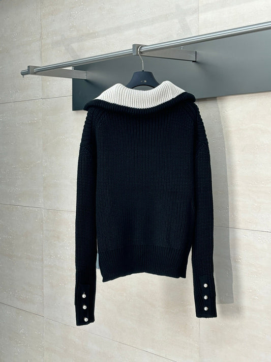 250819 New high-quality wool pilot half-zipper sweater