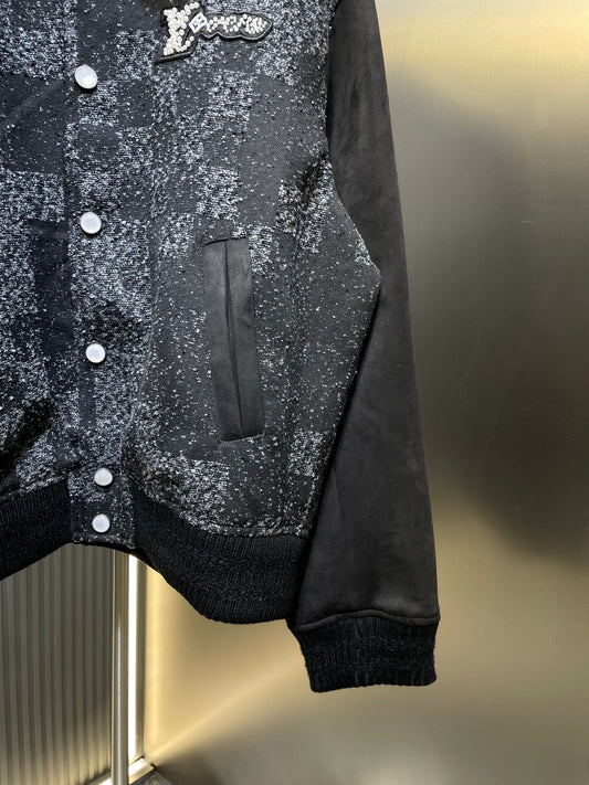 250819 New high-quality checkerboard camouflage jacquard baseball jacket