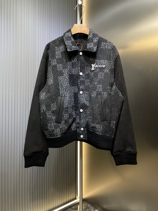250819 New high-quality checkerboard camouflage jacquard baseball jacket