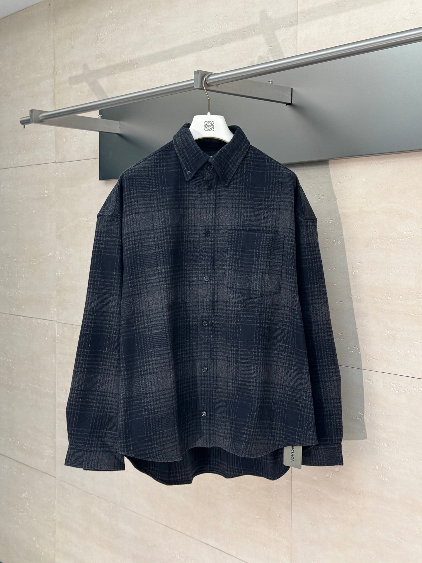 250819 New high-quality vinyl letter lapel check shirt