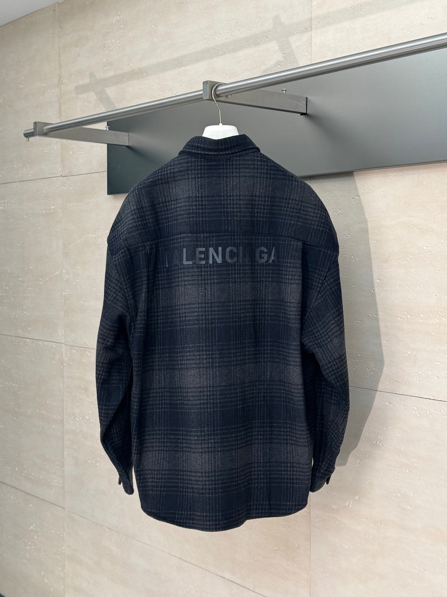 250819 New high-quality vinyl letter lapel check shirt