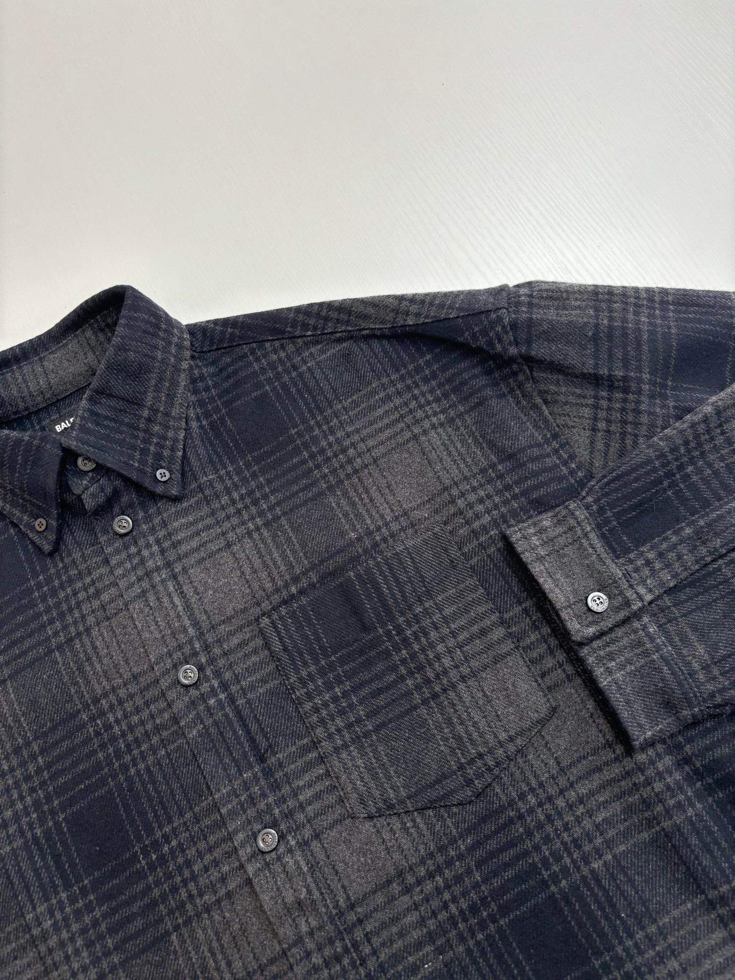 250819 New high-quality vinyl letter lapel check shirt