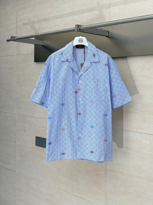 250819 New high-quality jacquard striped short-sleeved shirt