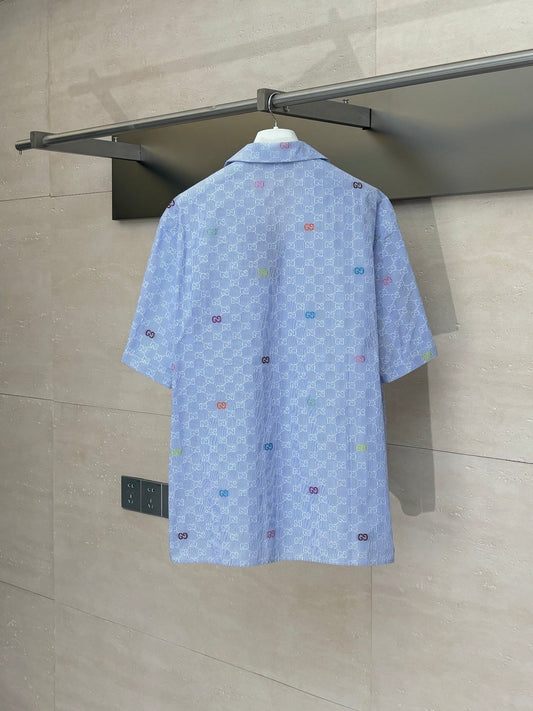 250819 New high-quality jacquard striped short-sleeved shirt