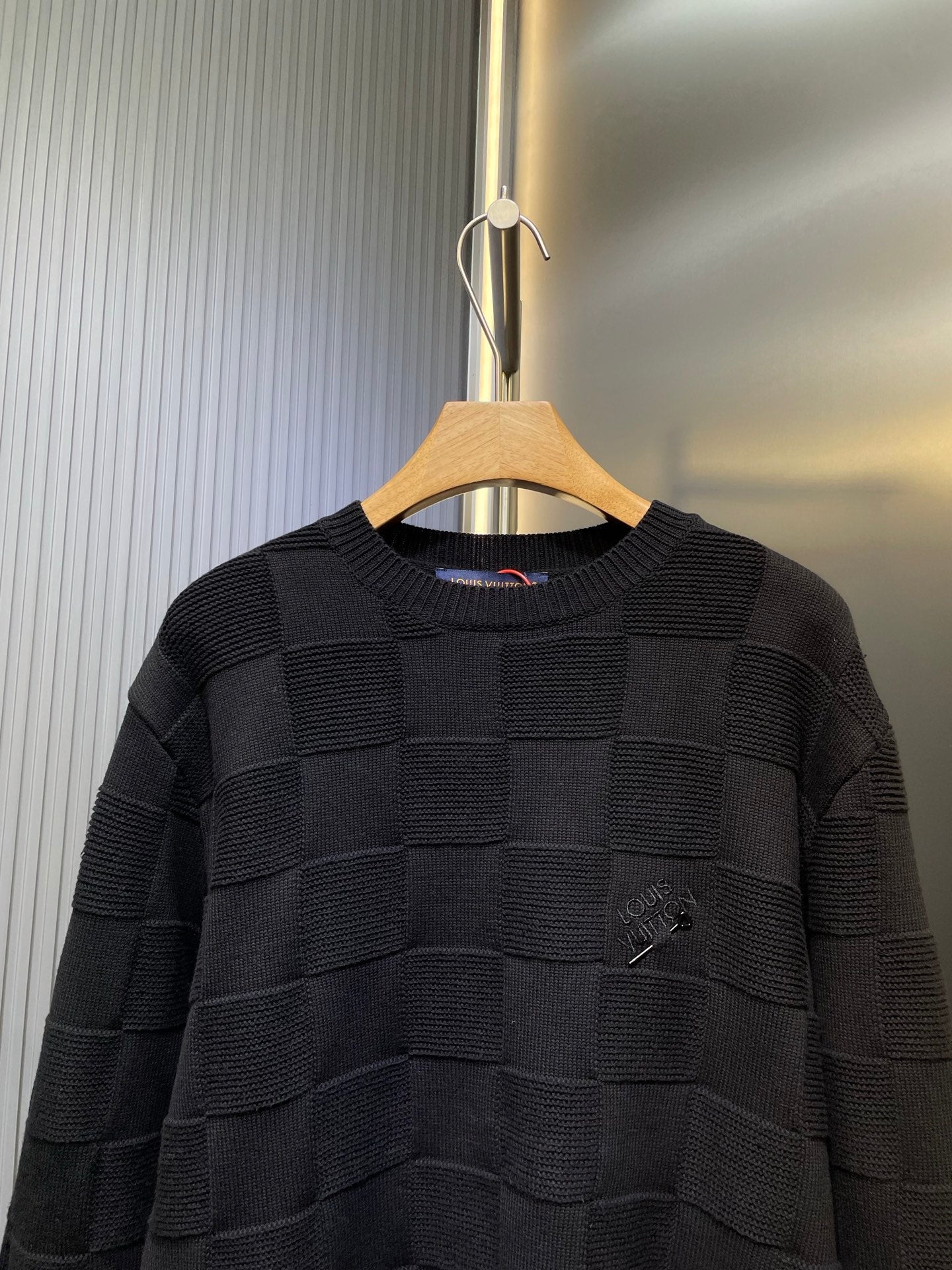 250819 New high-quality sewn checkerboard round-neck knitted sweater