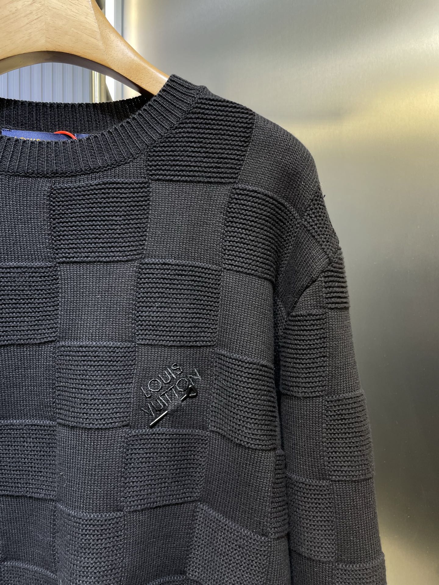 250819 New high-quality sewn checkerboard round-neck knitted sweater