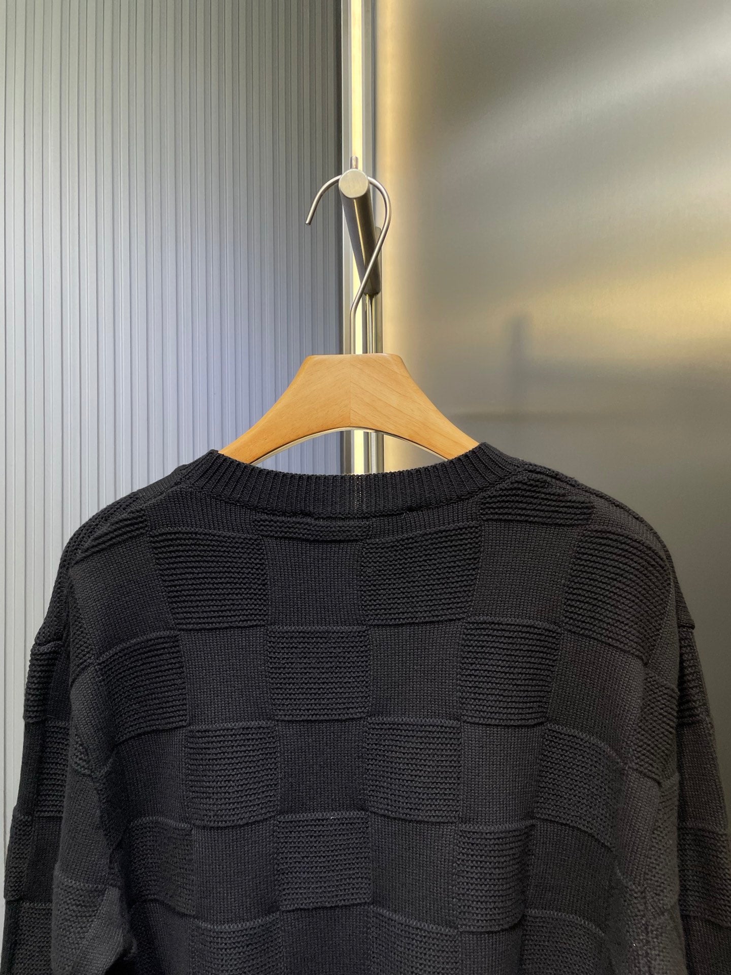 250819 New high-quality sewn checkerboard round-neck knitted sweater